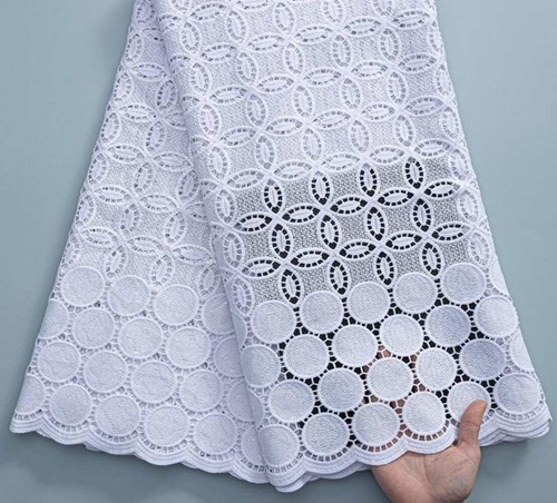 White cotton guipure lace - lace, –