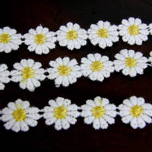 White yellow daisy lace trim - daisy,
