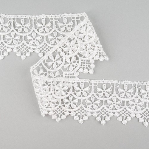 White guipure lace floral trim - lace,